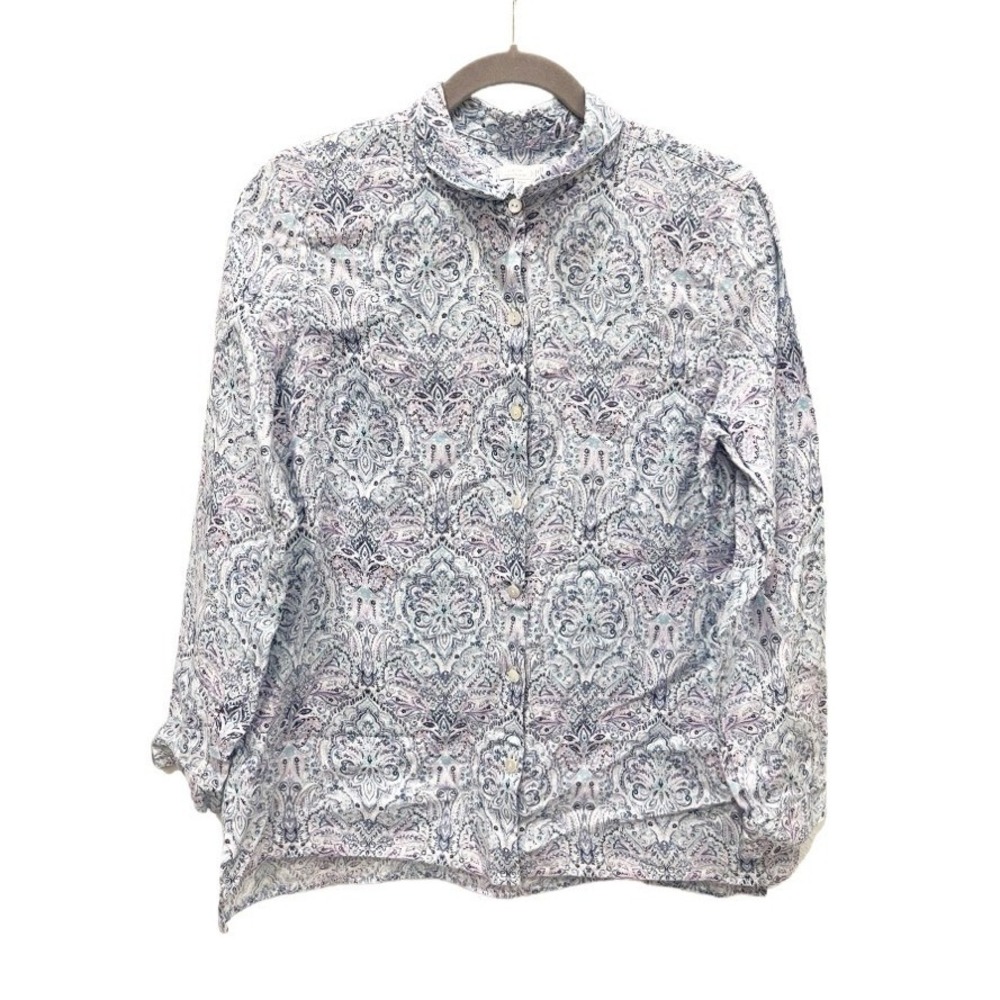 J. Jill Love Linen Essential Shirt 100% Linen Paisley Button Down Medium Petite